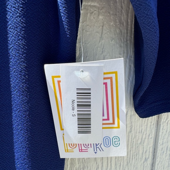 Brand New LuLaRoe Size S Royal Blue and Olive Nicole Dress - Picture 6 of 10